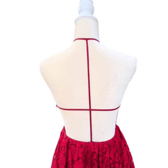 Red Backless NBD Lace Mini Dress Sz Small - Picture 4 of 14